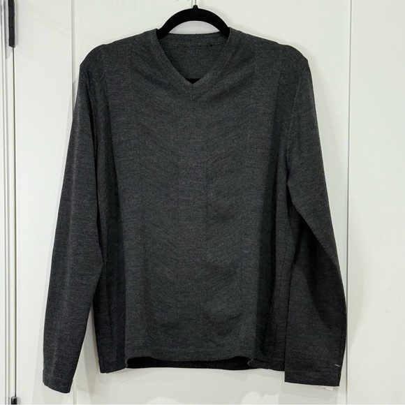 Ermenegildo Zegna Wool V Neck Sweater Indented Stripe Gray Small Quiet Luxury - Picture 1 of 11